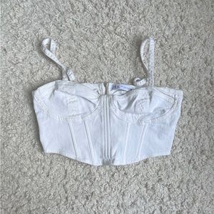 Zara White Denim Corset Top